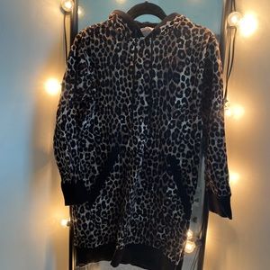 Michael Kors Cheetah Print Hoodie Sweater Dress